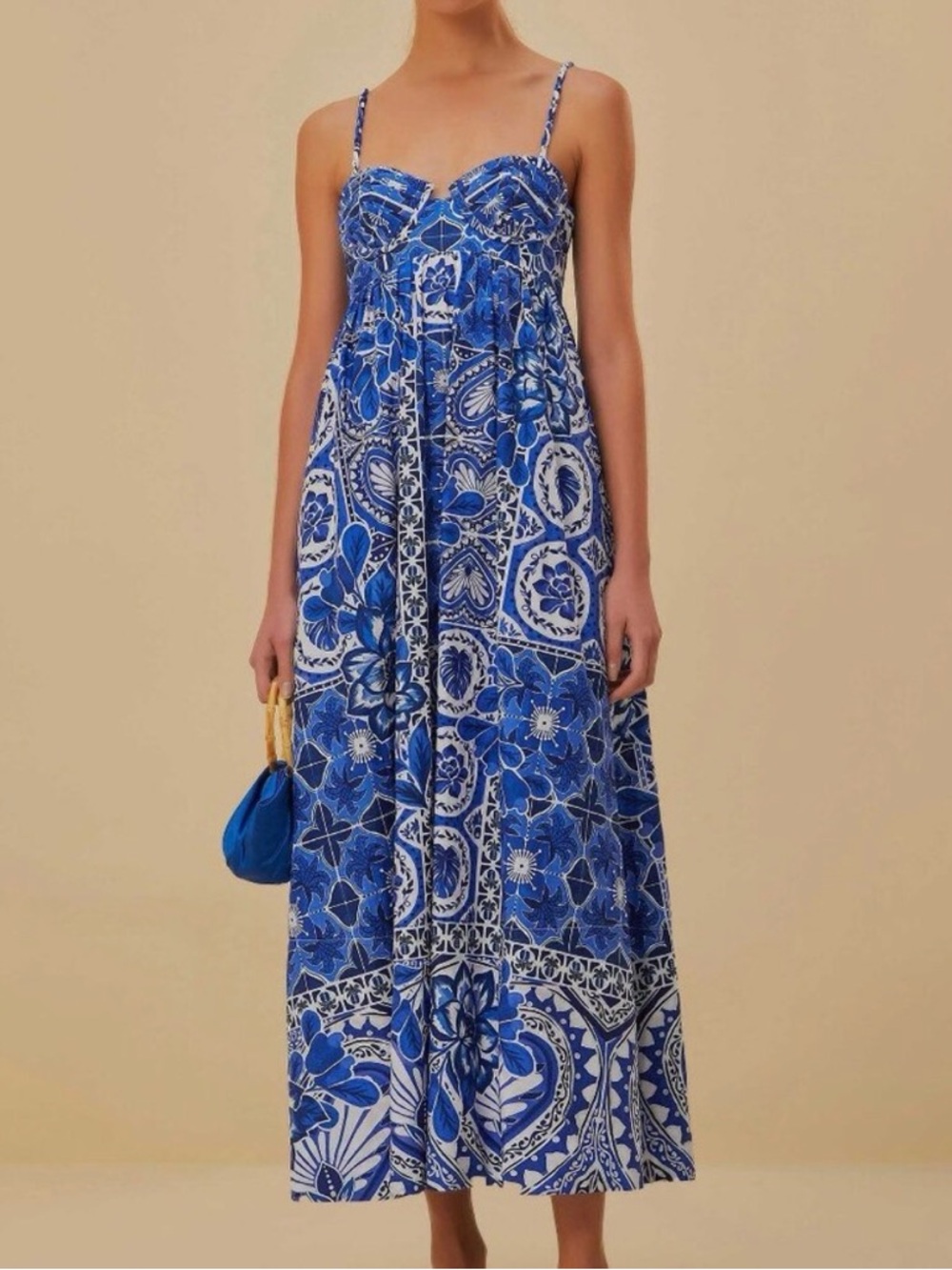 Farm Rio Blue Tile Dream Maxidress Size Small NWT